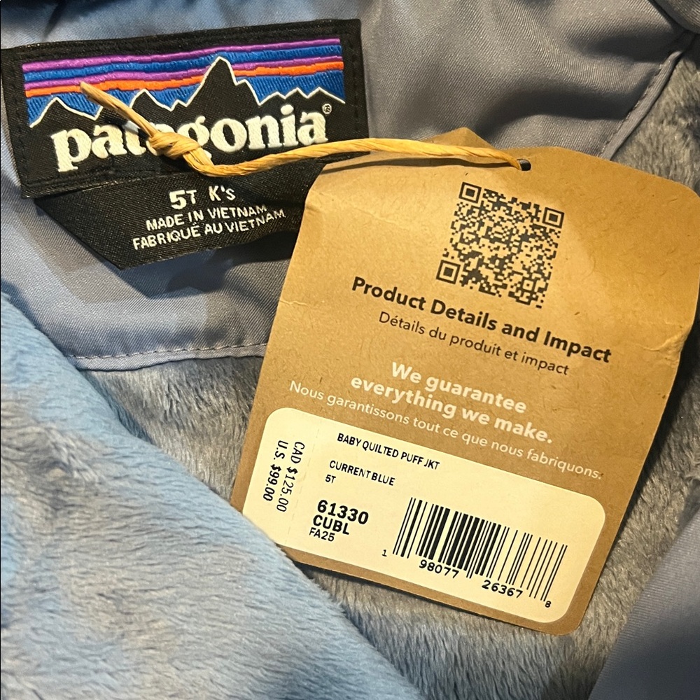 Patagonia Baby Quilted Puff Jacket - Current Blue - Picture 4 of 4